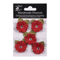 Handmade Flowers Cardinal Red Joy Approx 4cm 5pc