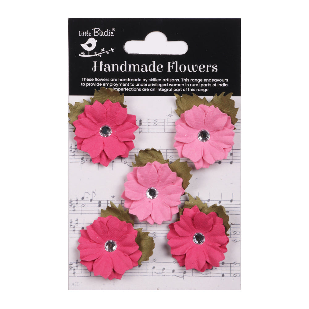 Handmade flowers Precious Pink Joy Approx 4cm 5pc