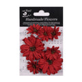 Handmade Flowers Cardinal Red Analee Approx 3.3 & 4.8cm 6pc