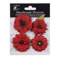 Handmade Flowers Cardinal Red Gratia Approx 4.5 & 5.5cm 4pc