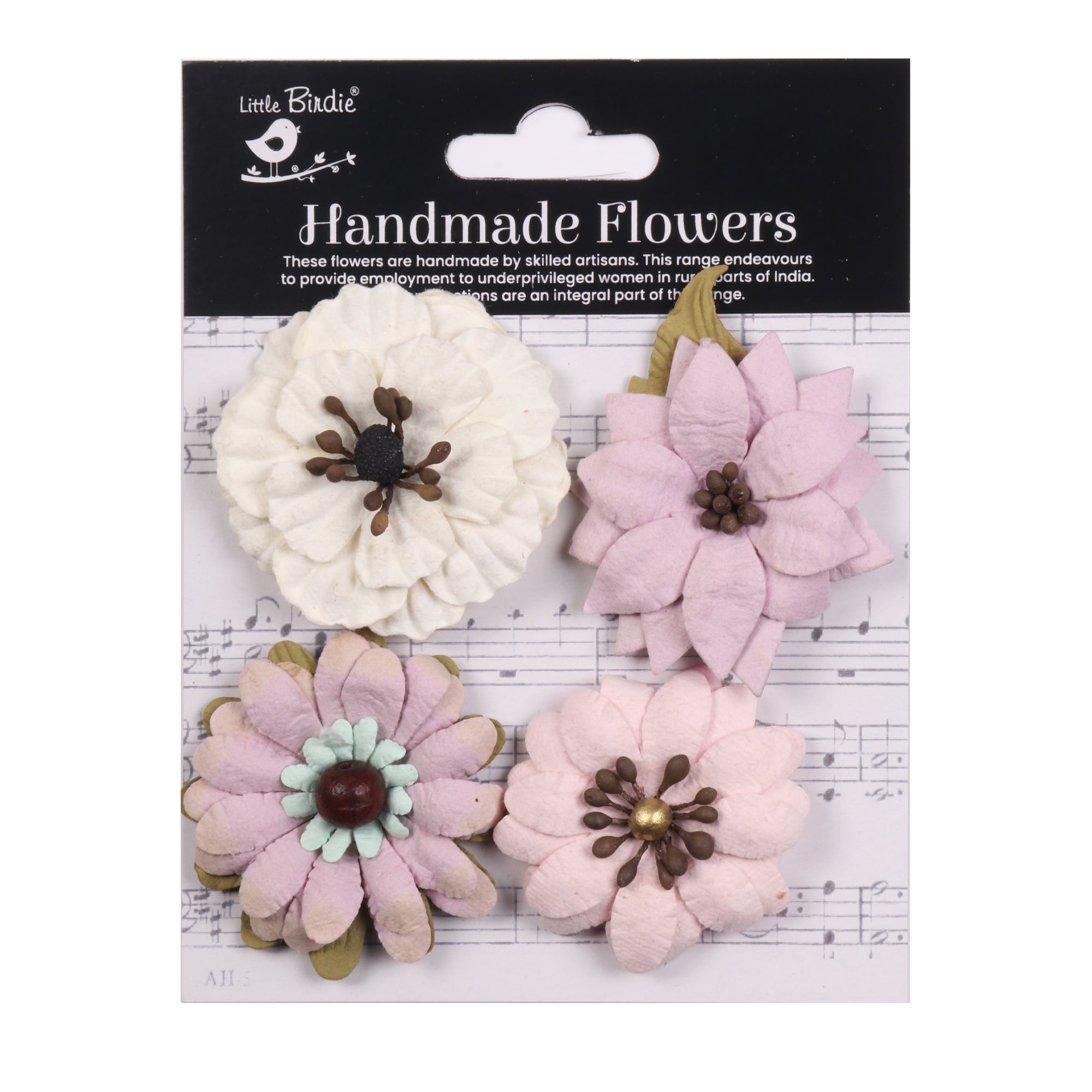 Handmade flowers Fairy Garden Gratia Approx 4.5 & 5.5cm 4pc