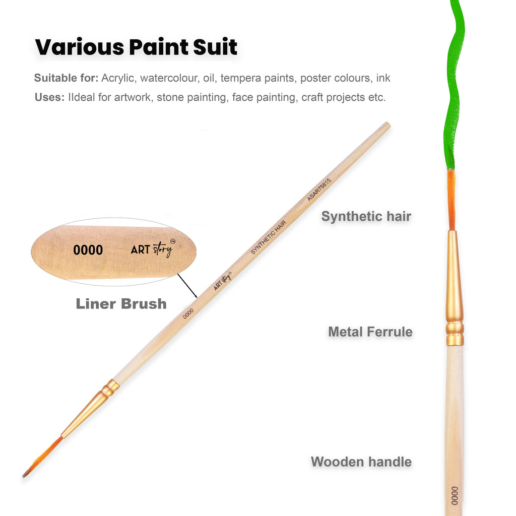 Liner Brush Synthetic Hair Size 0000 Handle Length 150mm