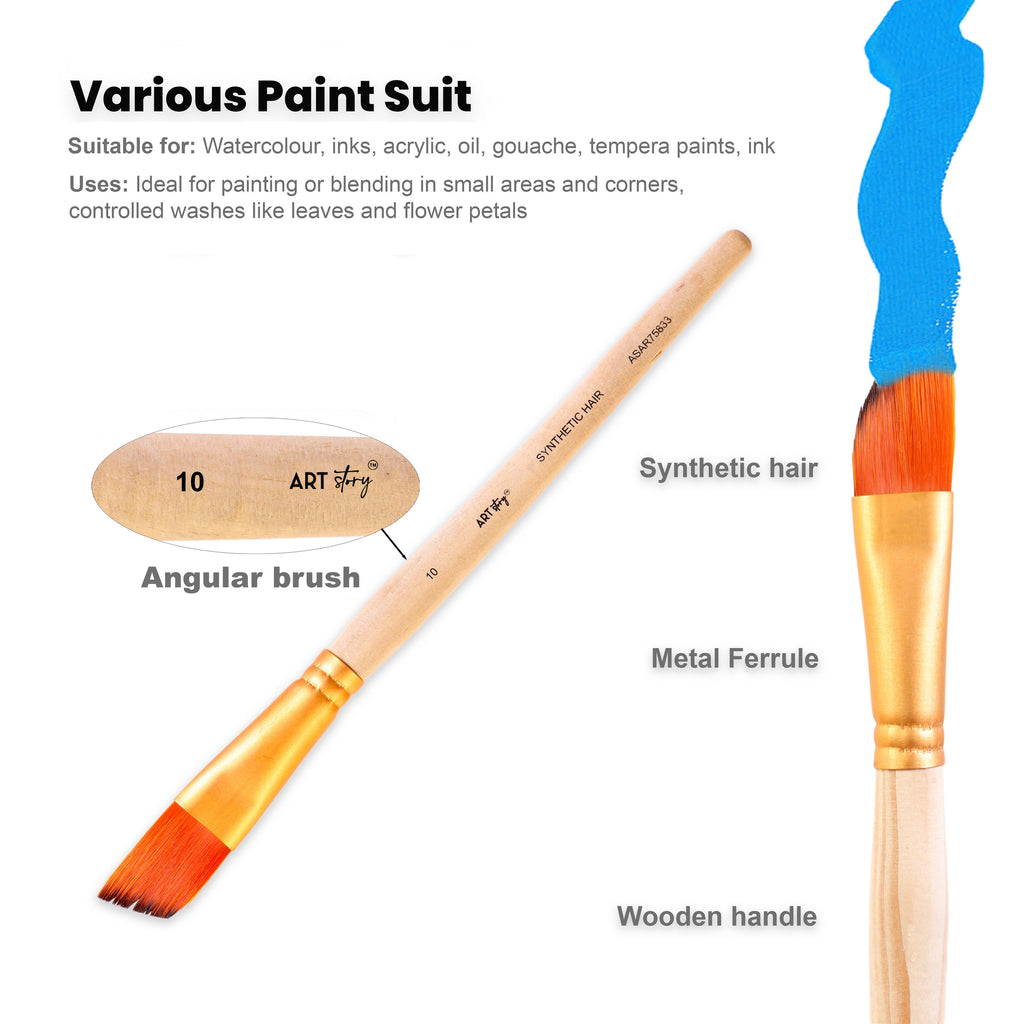 Angular Brush Synthetic Hair Size 10 Handle Length 150mm