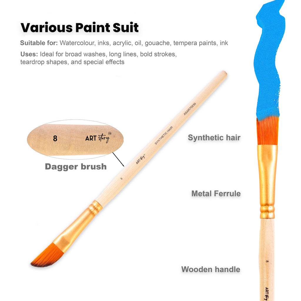 Dagger Brush Synthetic Hair Size 8 Handle Length 150mm