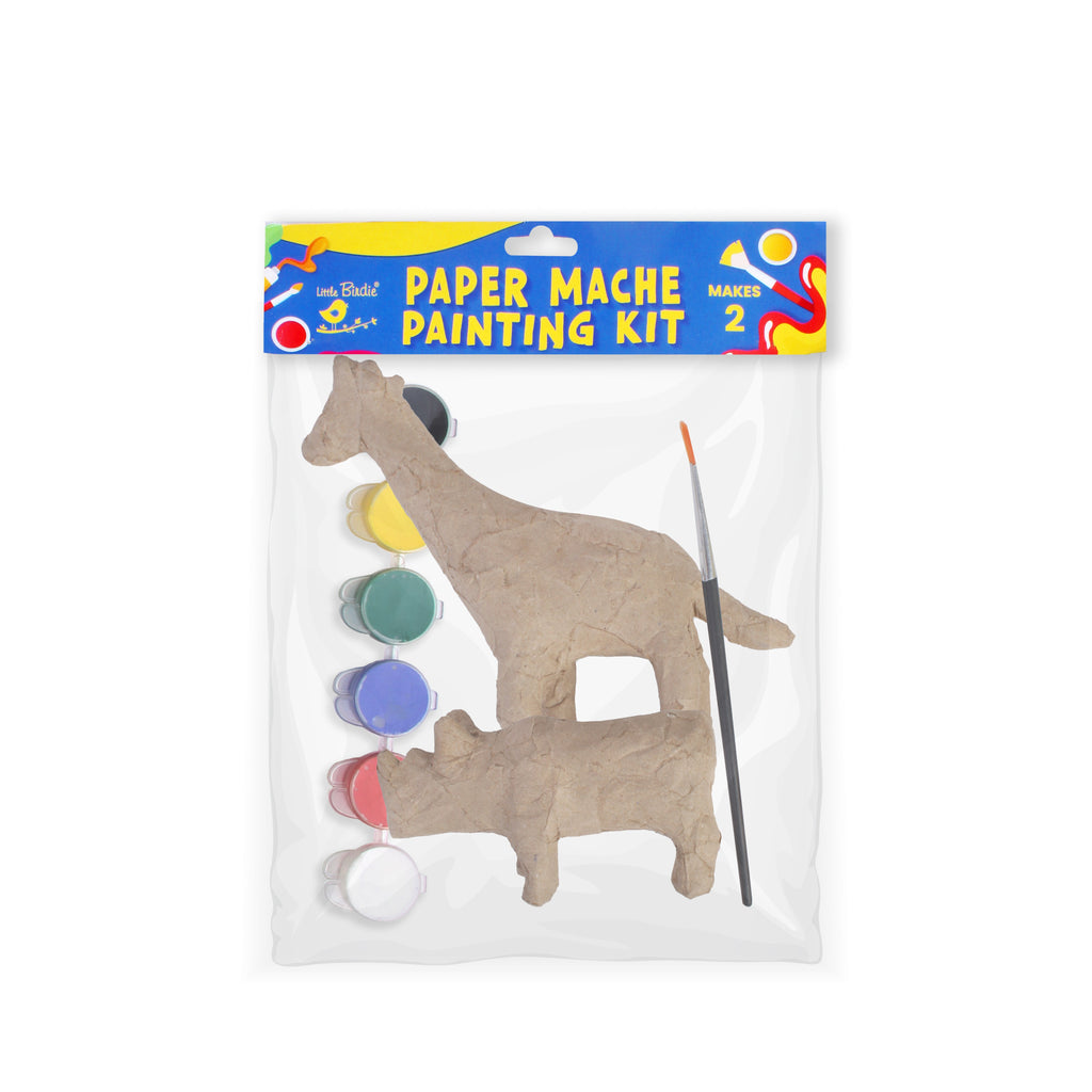 Paper Mache Painting Kit Giraffe And Rhinoceros