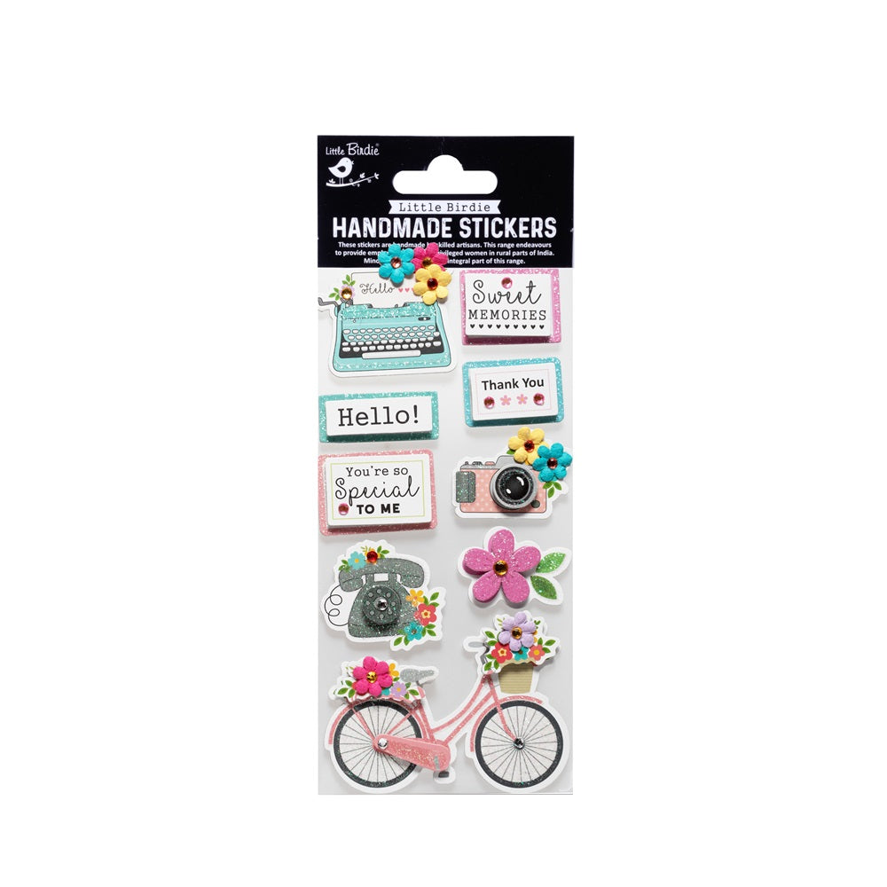 Handmade Stickers - Hello Sweet Memories 9pc, 1 Sheet