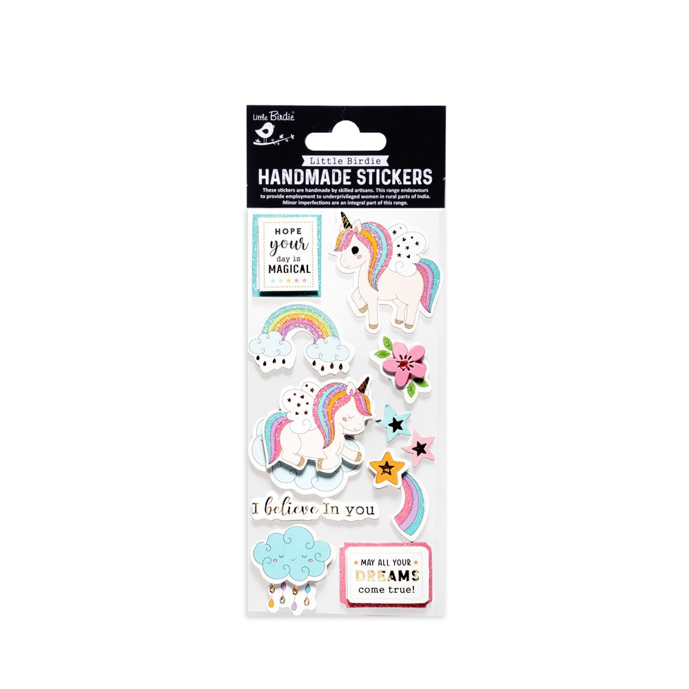 Handmade 3D Glitter Stickers - Happy Days, 11pc,, 1 Sheet