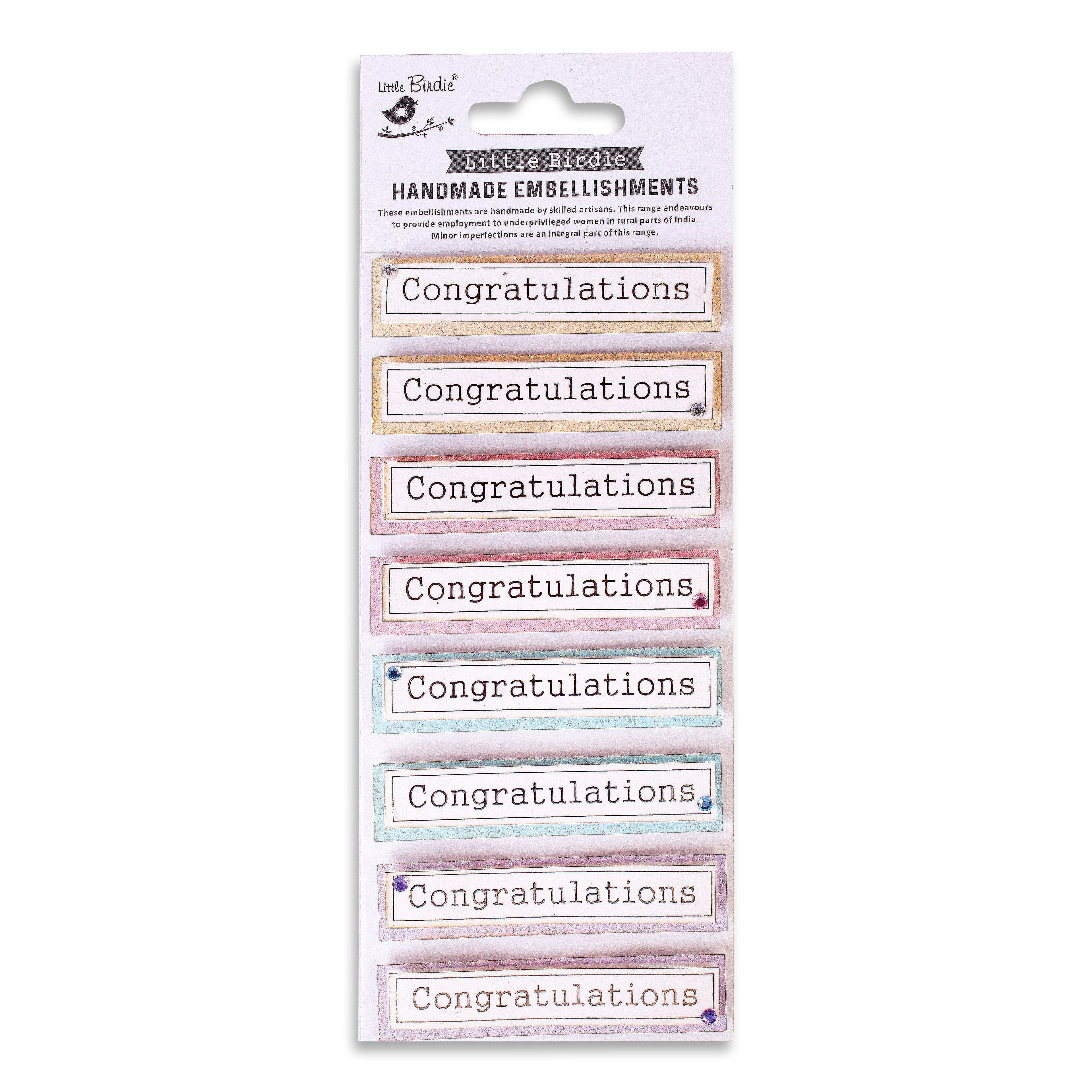 Handmade Stickers - Congratulations, 8pc, 1 Sheet