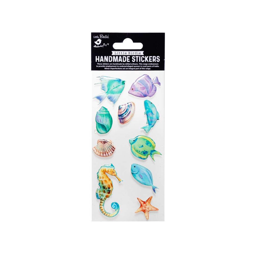 Handmade Resin Stickers - Ocean World, 10pc, 1 Sheet
