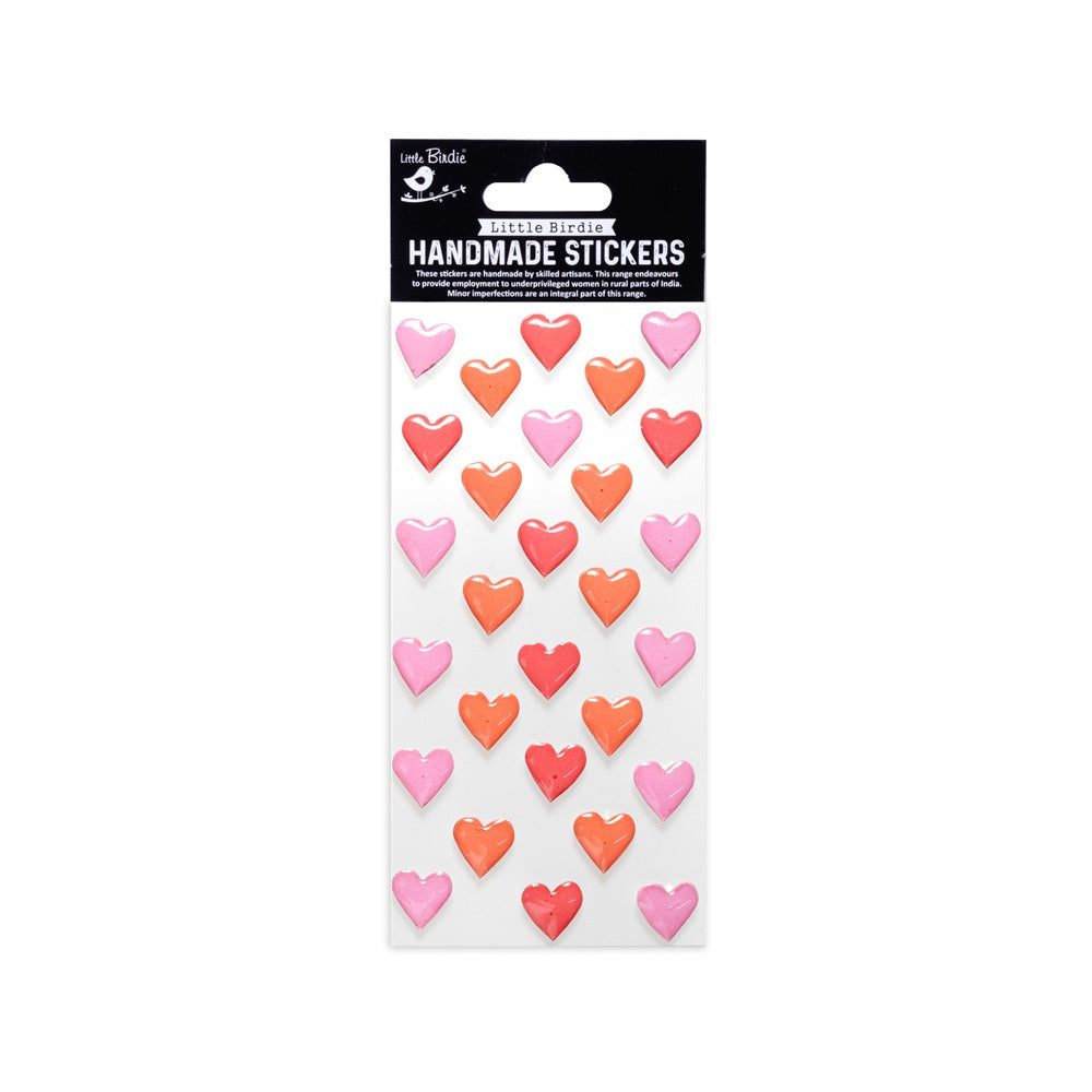 Resin Handmade Sticker Rosy Red Hearts 28pc