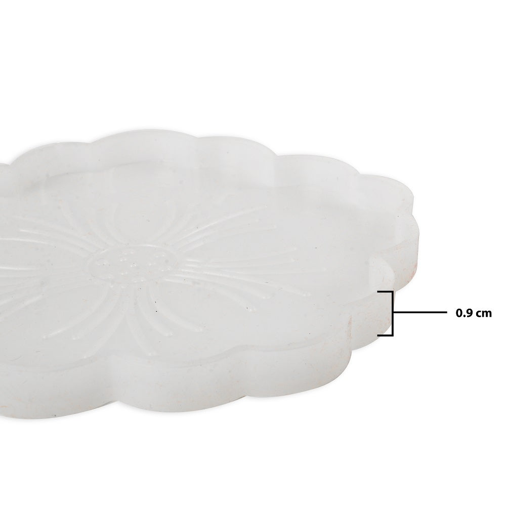 Silicone Mould Engraved Flower Coaster 5inch Dia 1pc