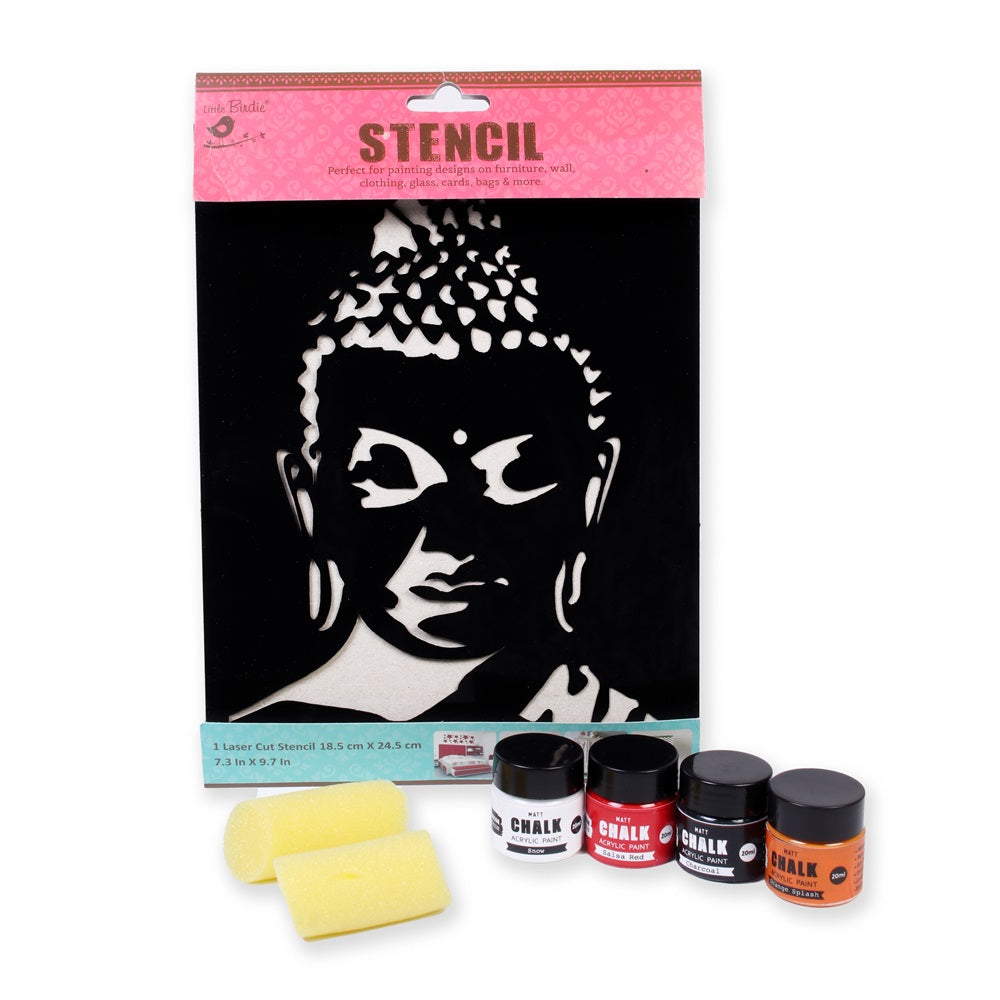 Stencil Art Paint Kit Buddha 18.5 X 24.5cm