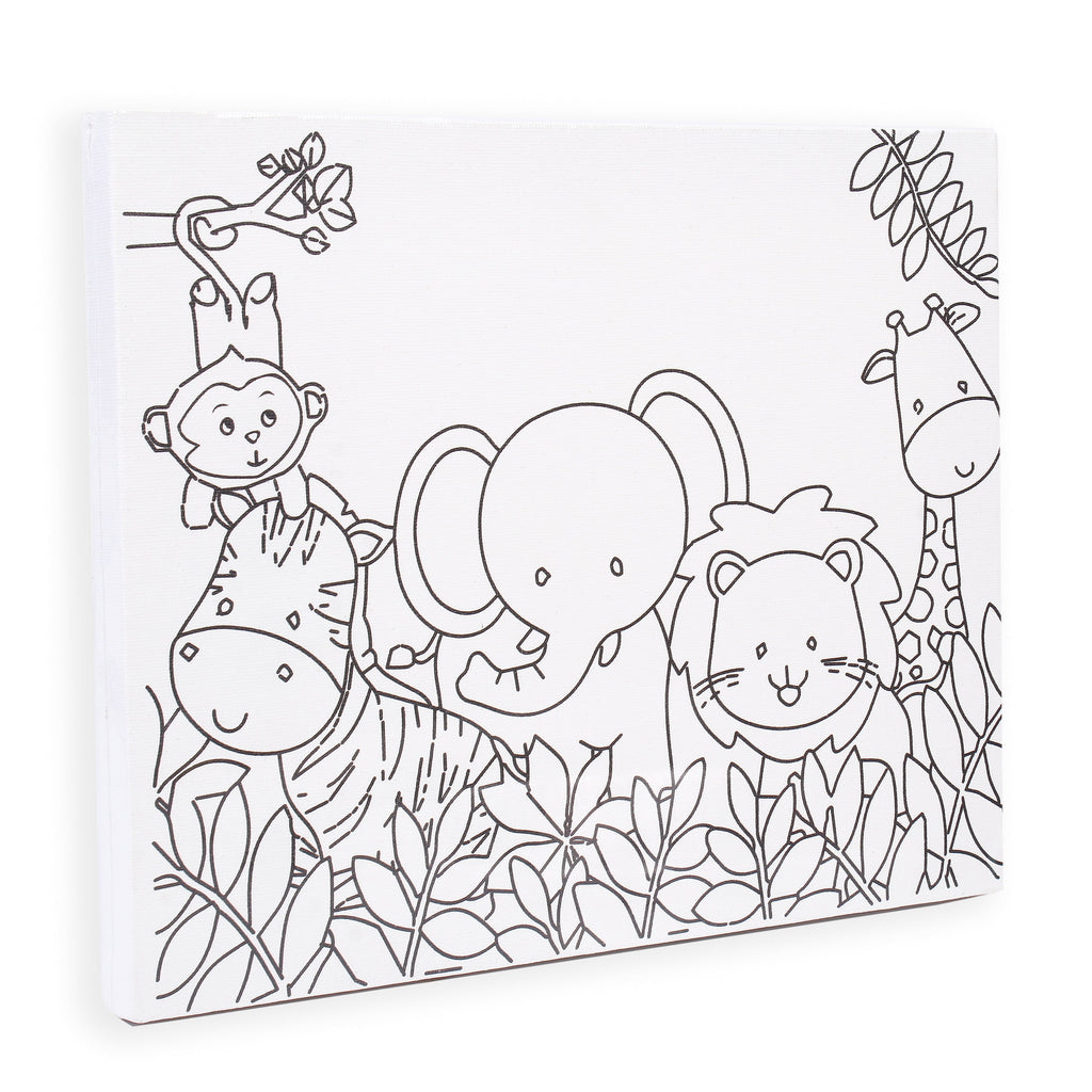 Pre -printed Canvas With Colours Jungle Friends Painting Kit 8 X10inch