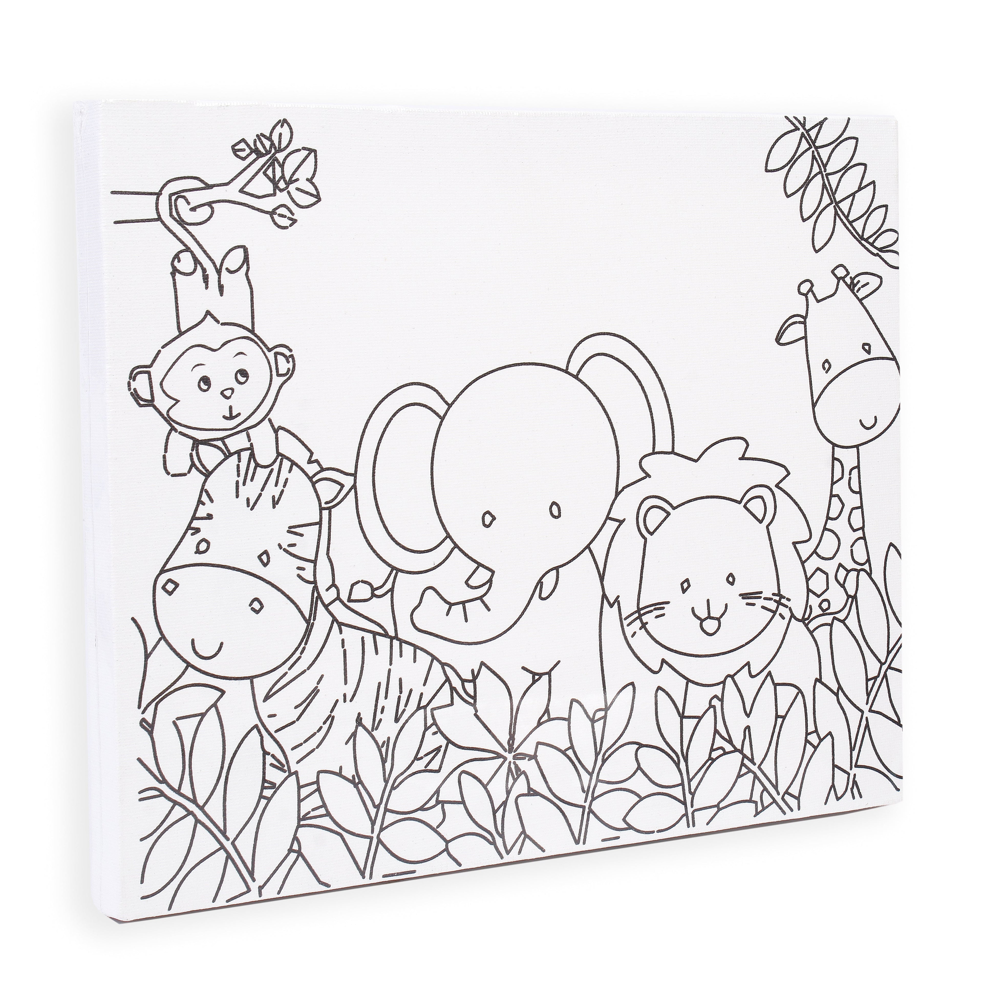 Pre -printed Canvas With Colours Jungle Friends Painting Kit 8 X10inch