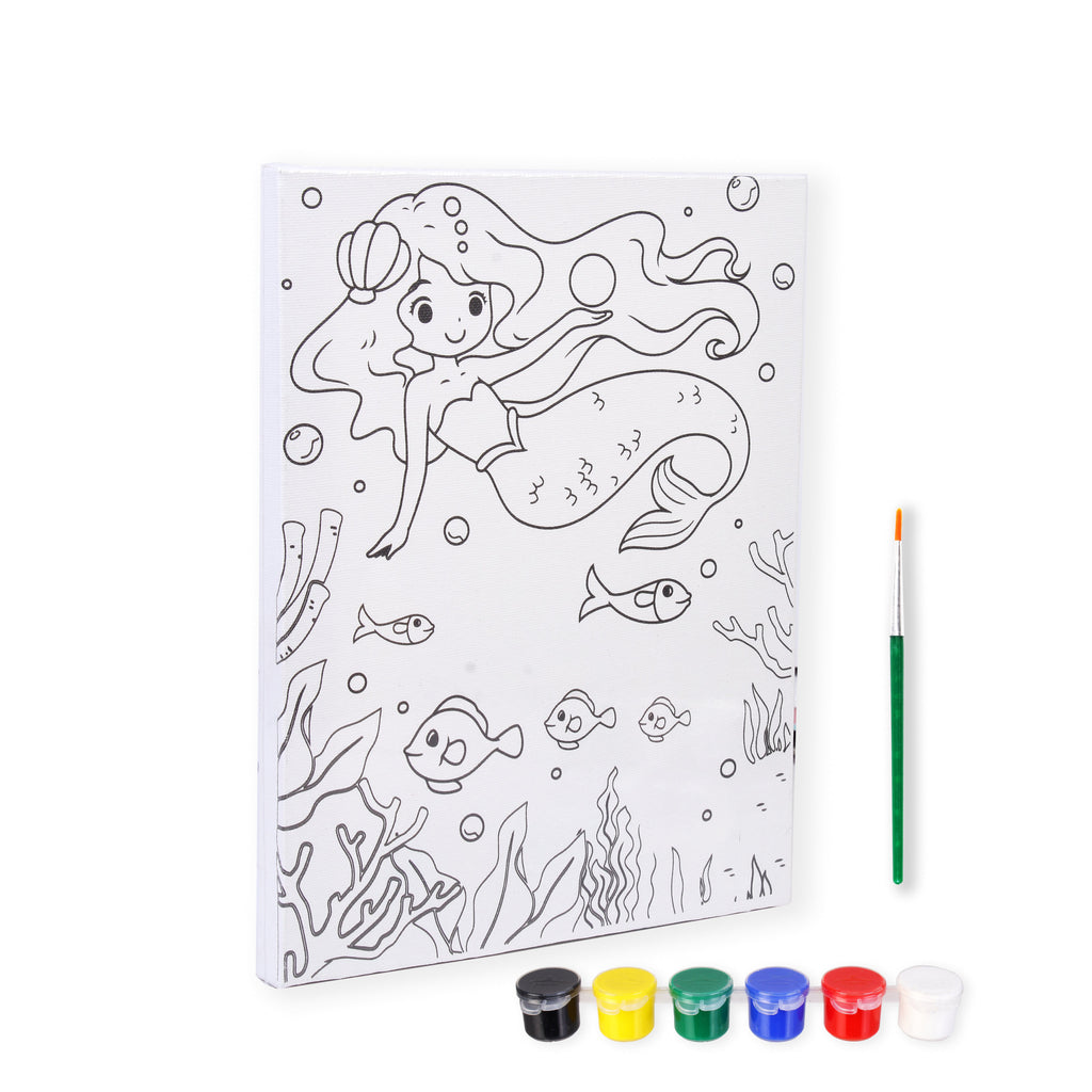 Pre -printed Canvas With Colours Mermaid World Painting Kit 8 X10inch