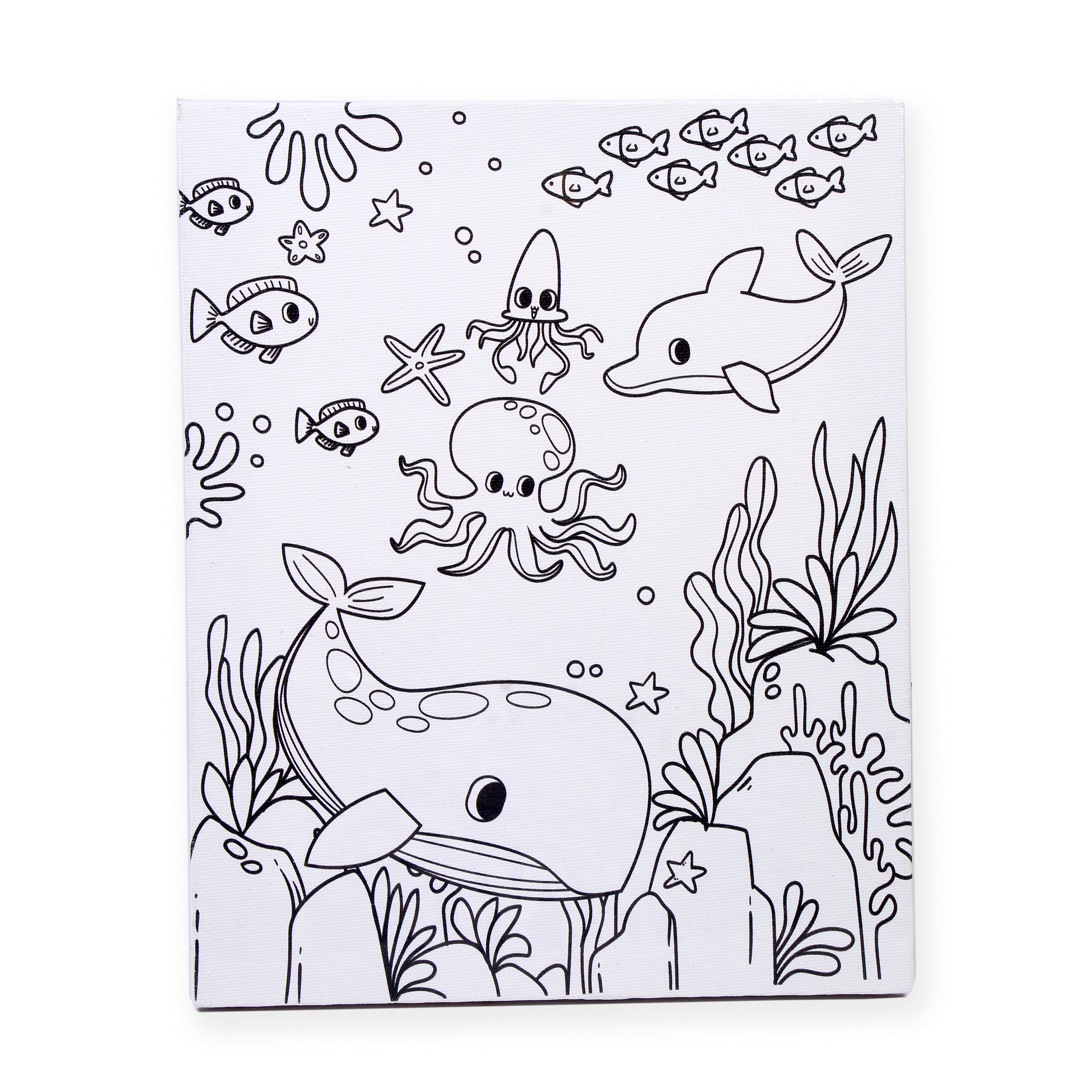 Pre -printed Canvas With Colours Sea Life Painting Kit 8 X10inch