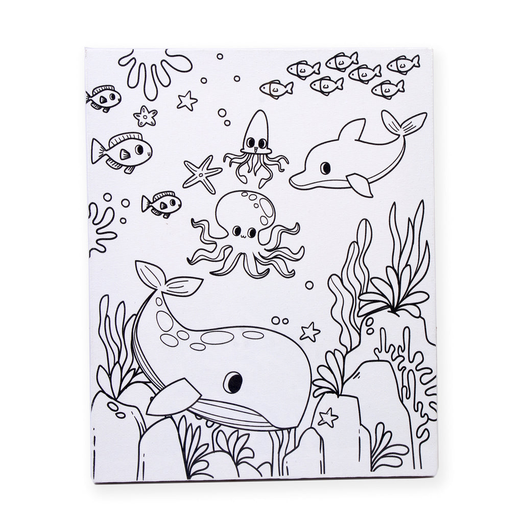 Pre -printed Canvas With Colours Sea Life Painting Kit 8 X10inch