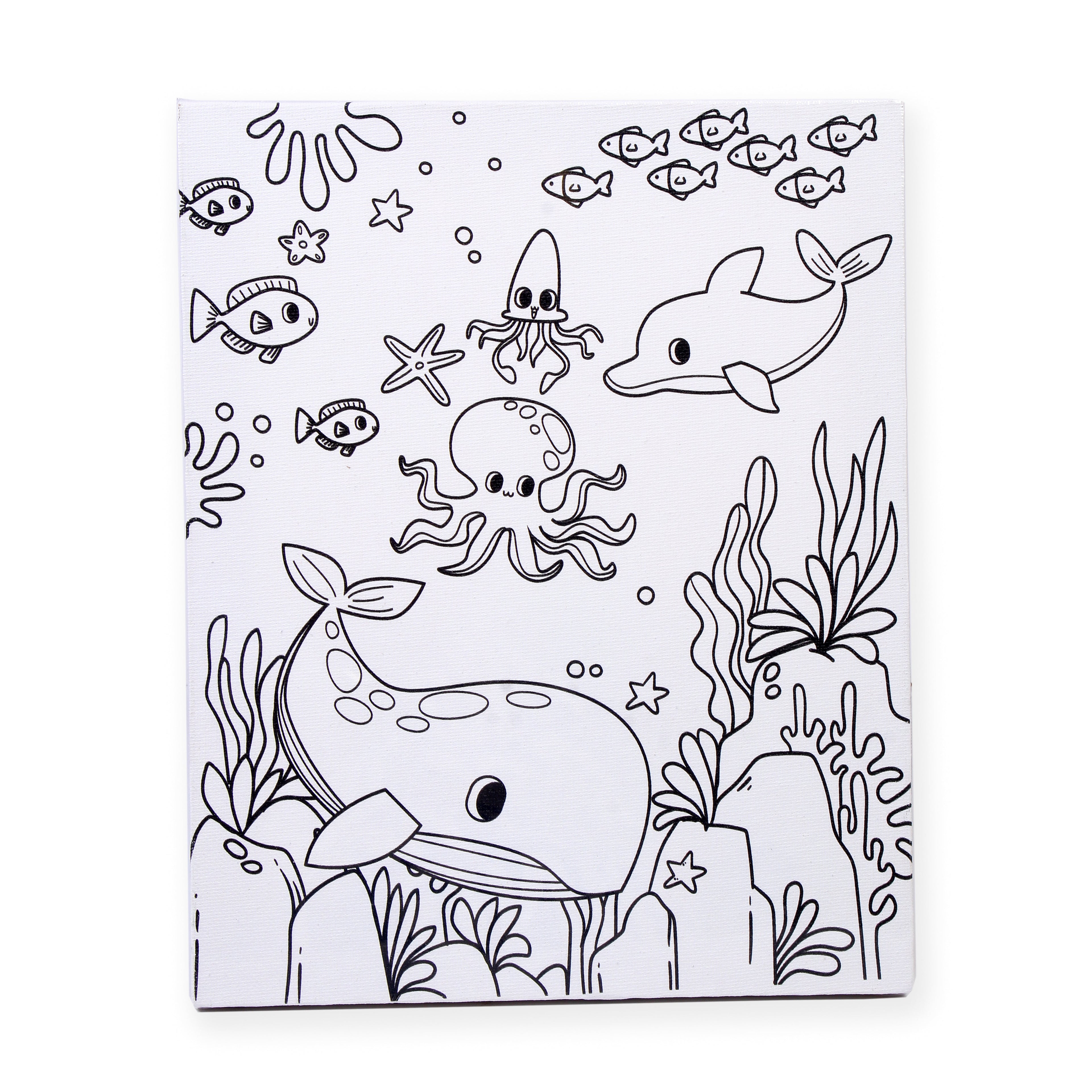 Pre -printed Canvas With Colours Sea Life Painting Kit 8 X10inch