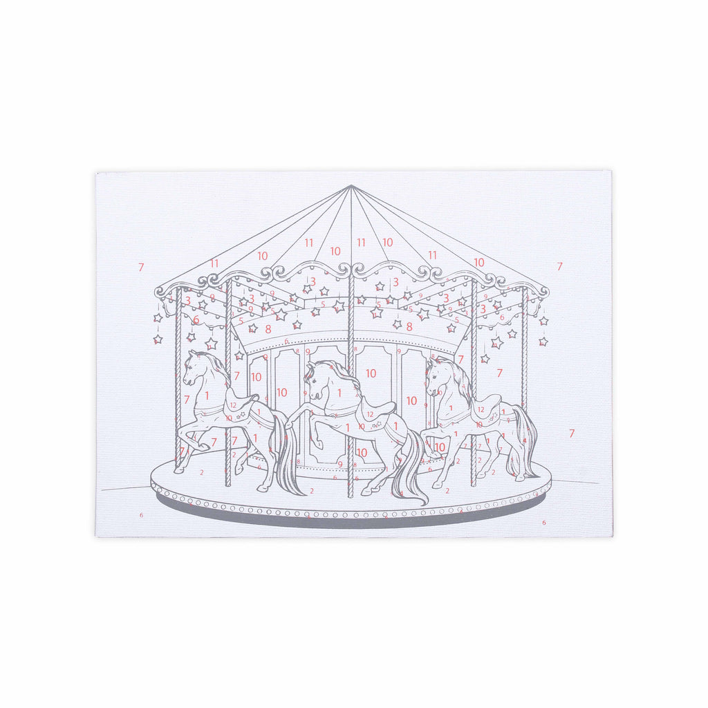 Paint By Numbers- Carousel,Canvas L8in X W12in, Ease L24cm X W20.5cm (approx)