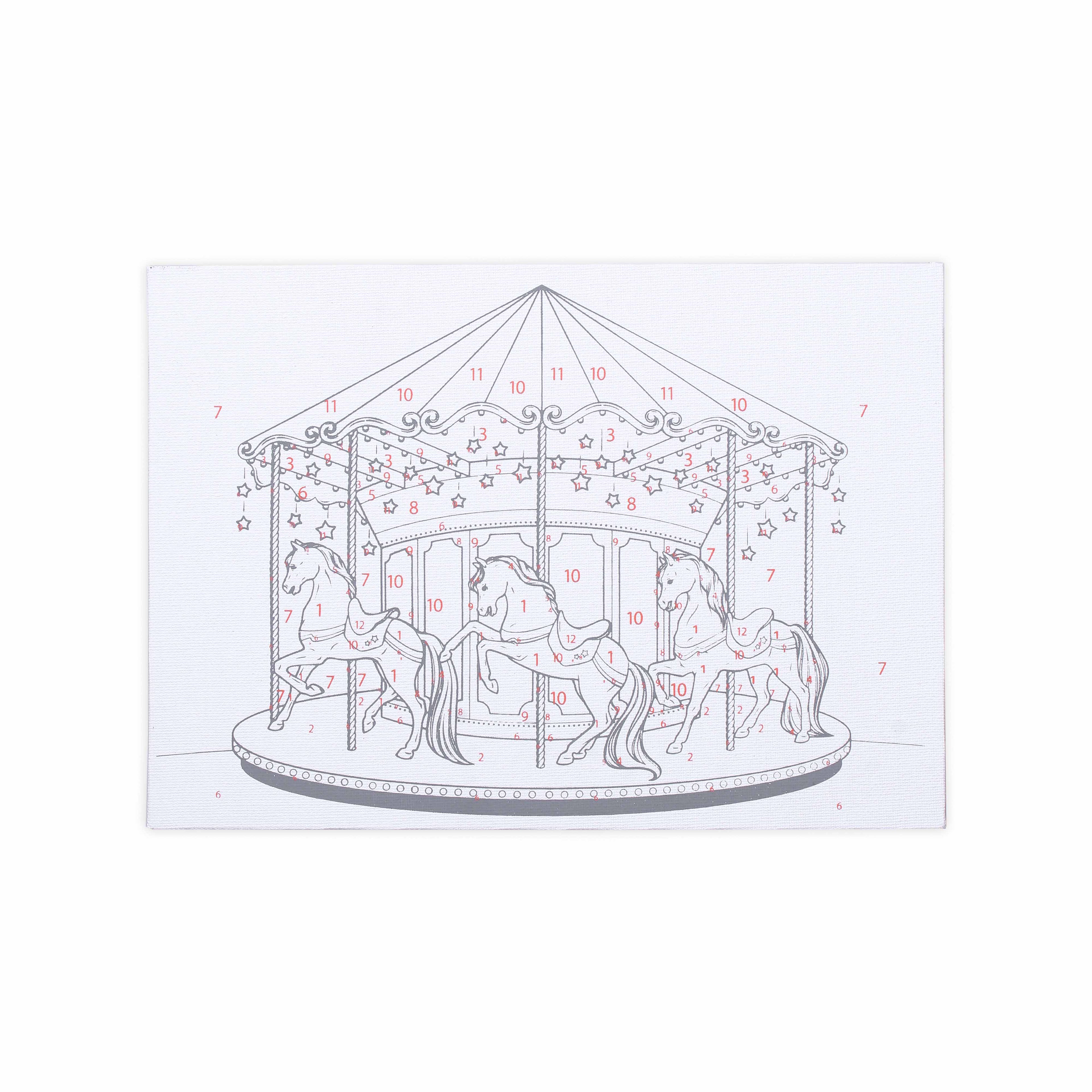 Paint By Numbers- Carousel,Canvas L8in X W12in, Ease L24cm X W20.5cm (approx)