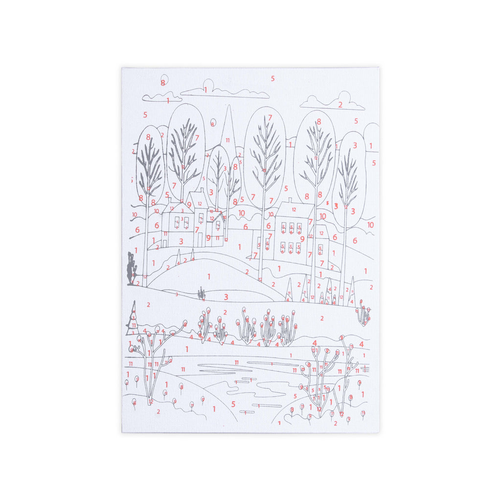Paint By Numbers - Winterscape, Canvas L8in X W12in, Easel L24in X W20.5cm (approx)