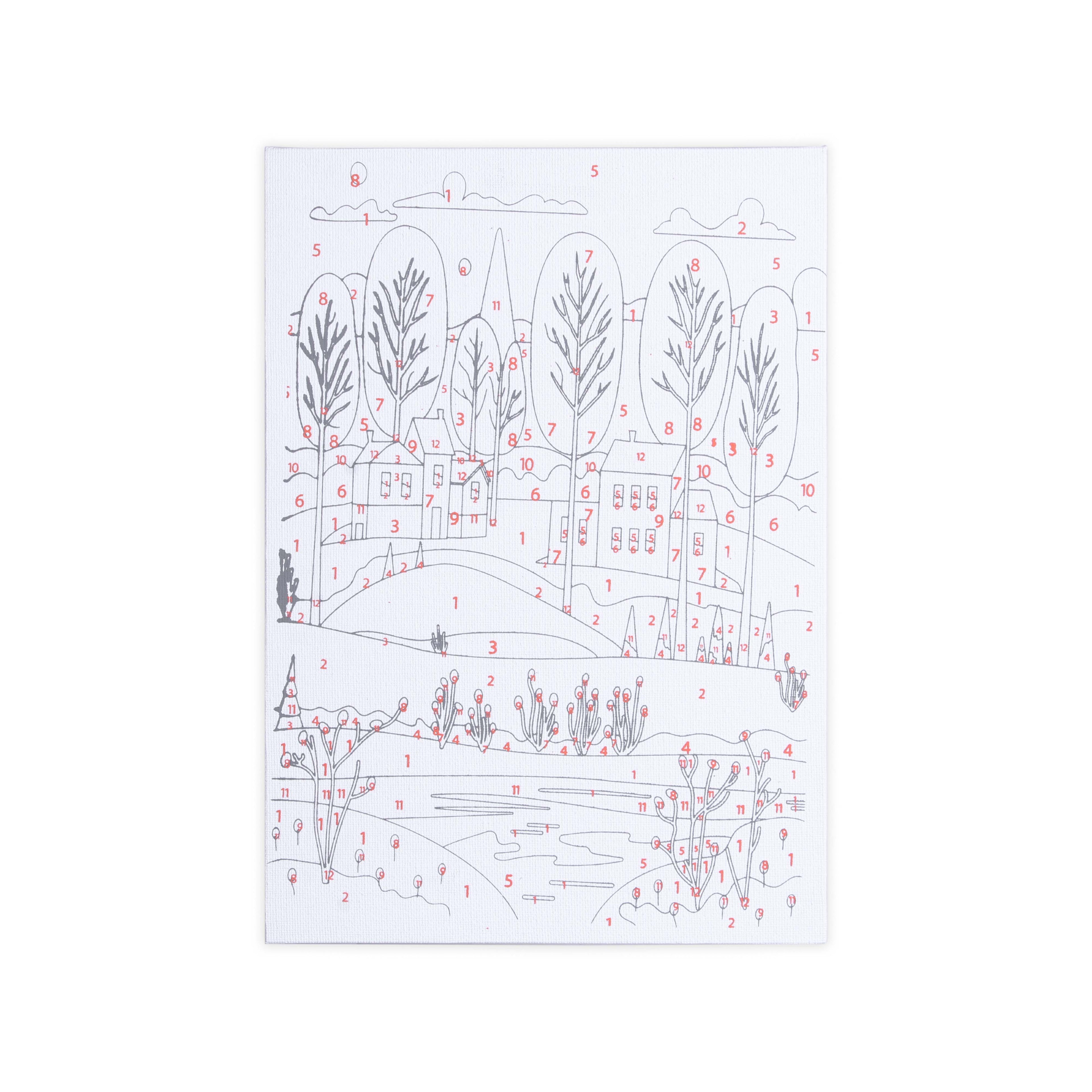Paint By Numbers - Winterscape, Canvas L8in X W12in, Easel L24in X W20.5cm (approx)
