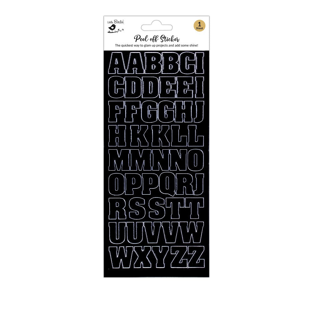 Peel Off Sticker Alphabet Capital Letters Black 10 X 23cm 1Sheet