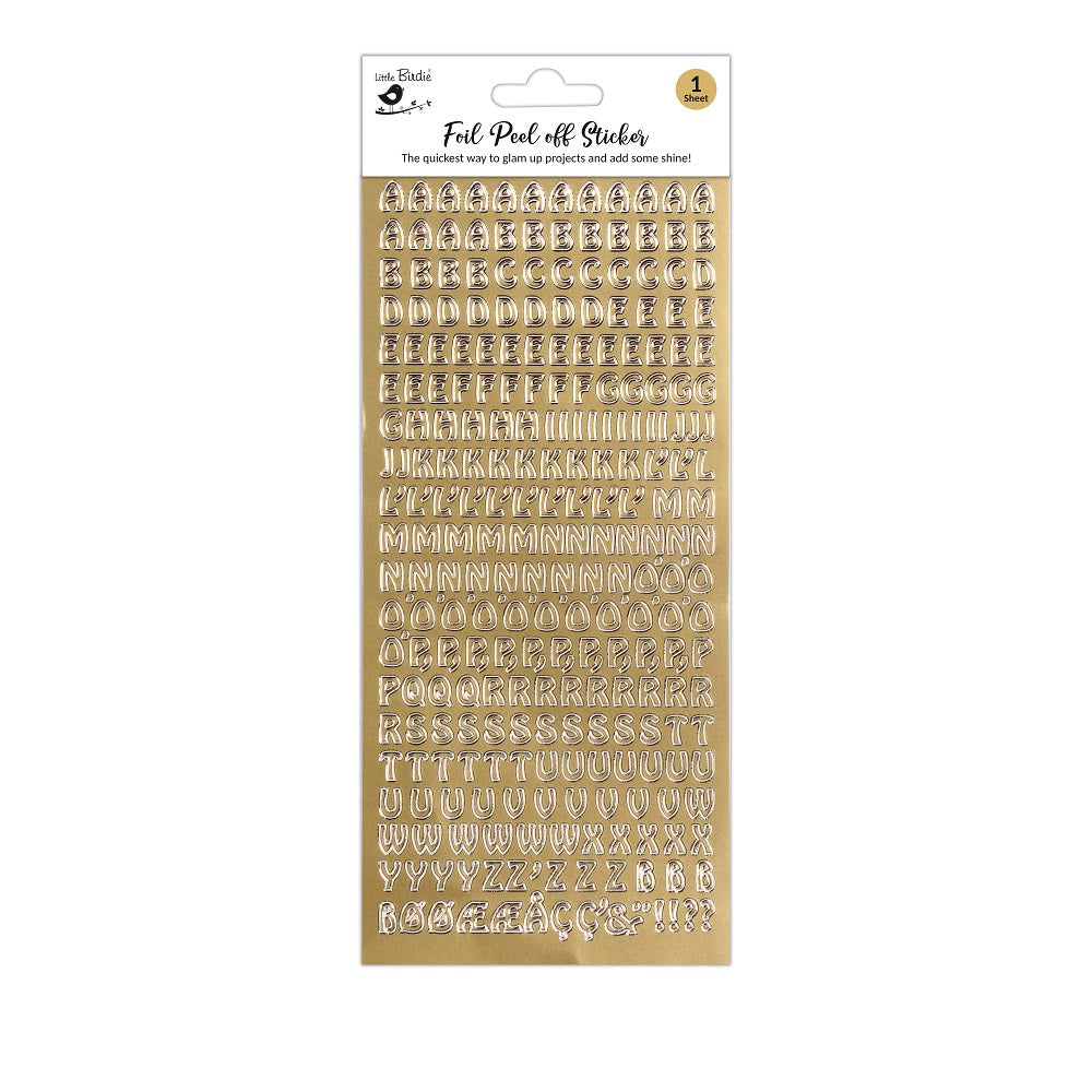 Foil Peel Off Sticker Alphabet Capital Letters Golden 10 X 23cm 1Sheet