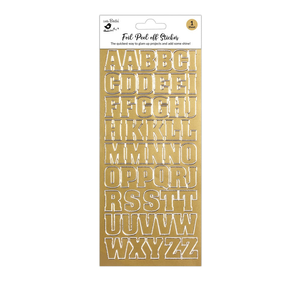 Foil Peel Off Sticker Capital Letters Golden 10 X 23cm 1Sheet