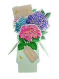 3D Pop Up Greeting Card & Envelope - Happy Birthday | Hydrangeas Theme