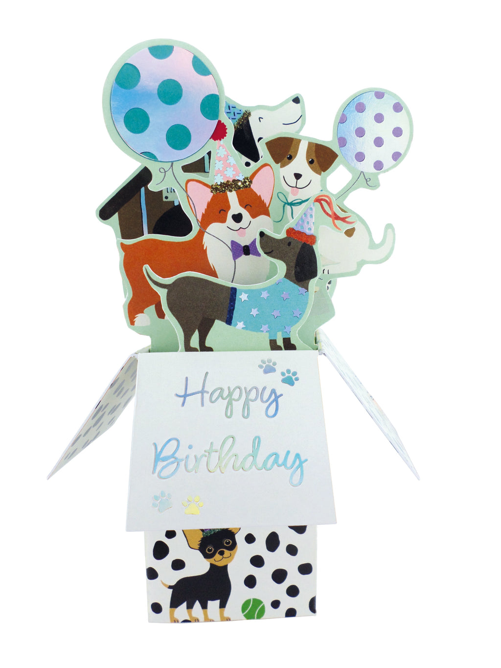 3D Pop Up Greeting Card & Envelope - Happy Birthday | Cute Dogs Theme