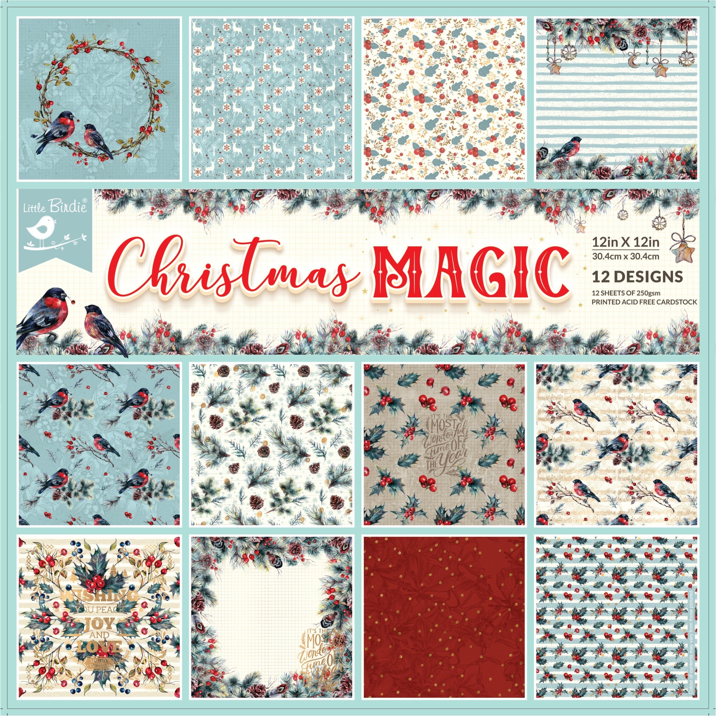 Paper Pack Christmas Magic 12 X 12inch 250gsm 12Sheet