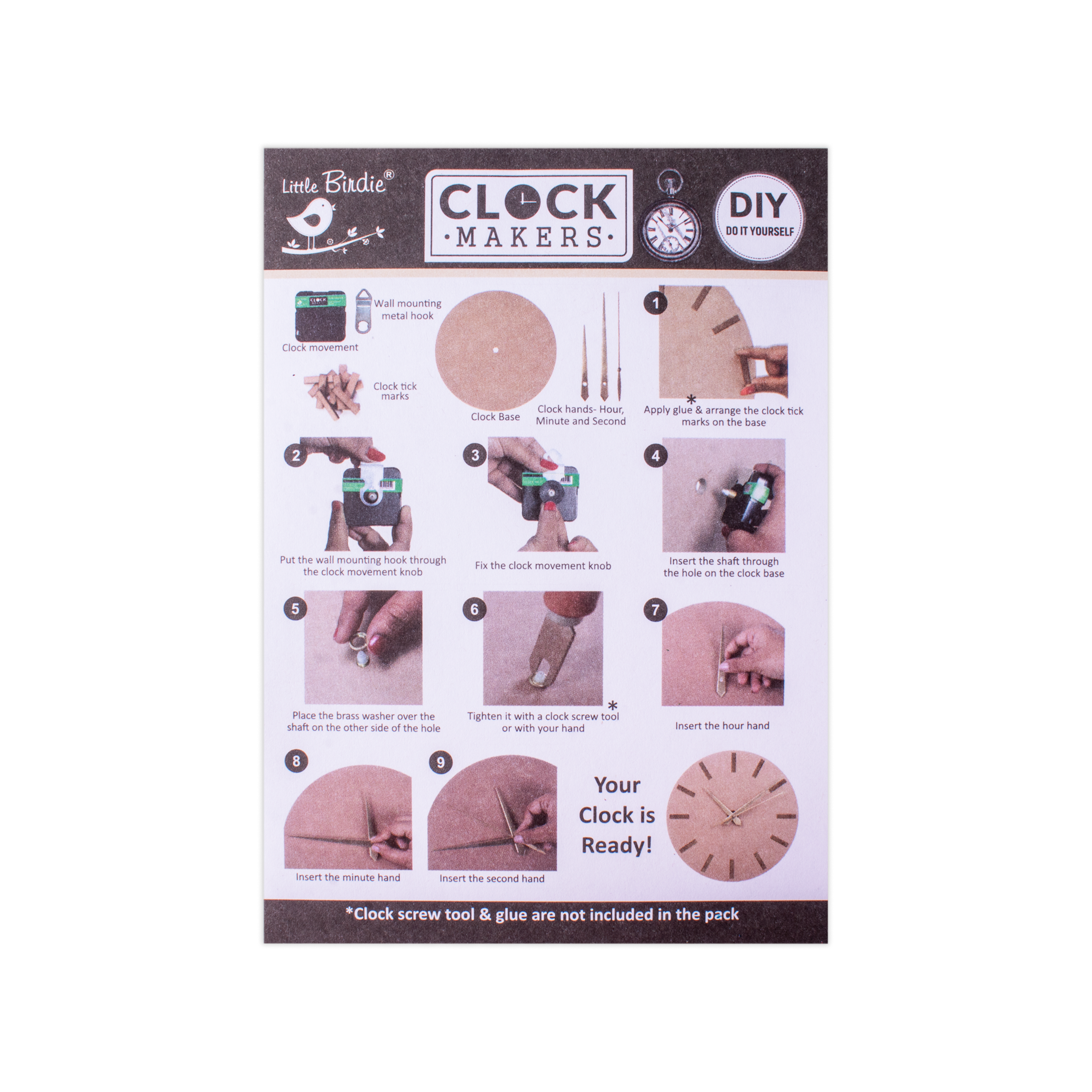 DIY Clock Making Kit 10inch Dia 2mm Thick 1PC