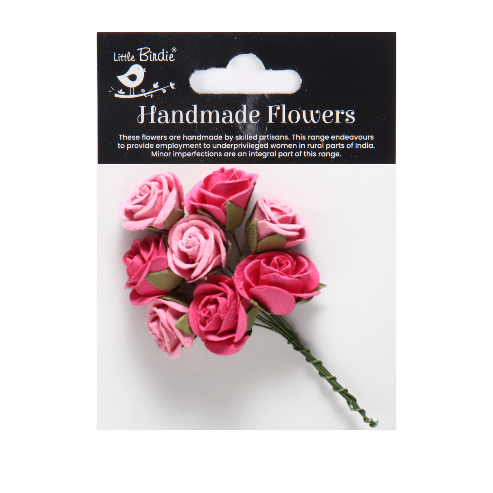 Handmade Flowers Precious Pink Charlie Approx 2Cm 8Pc