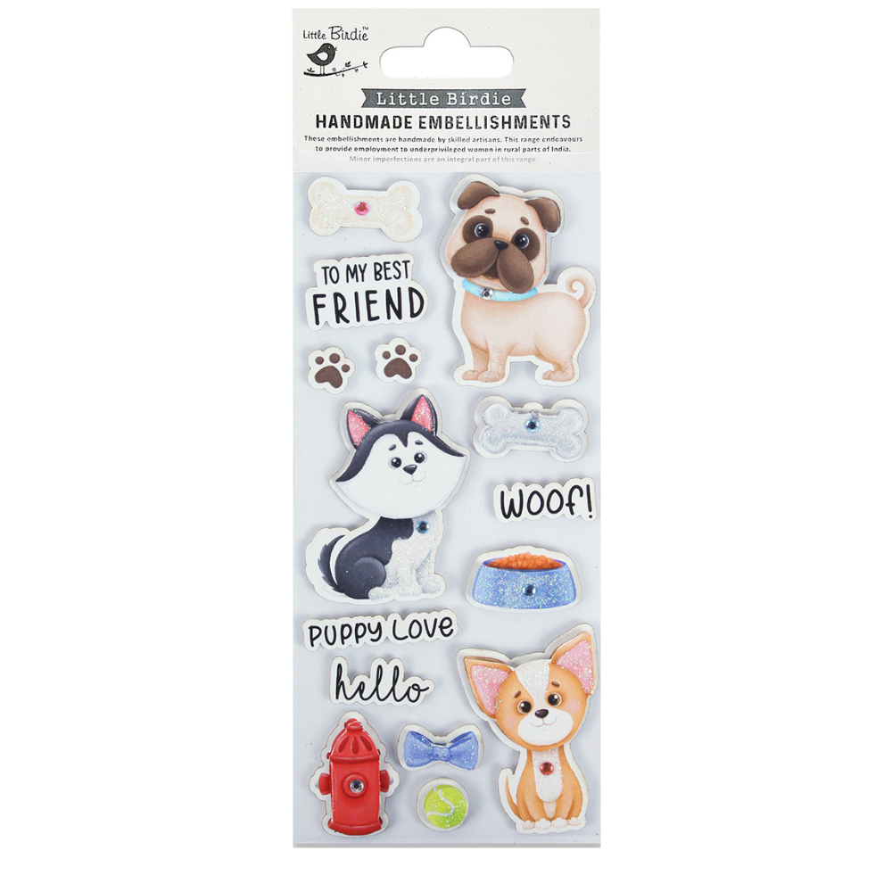 Handmade Stickers Puppy Love 14pc