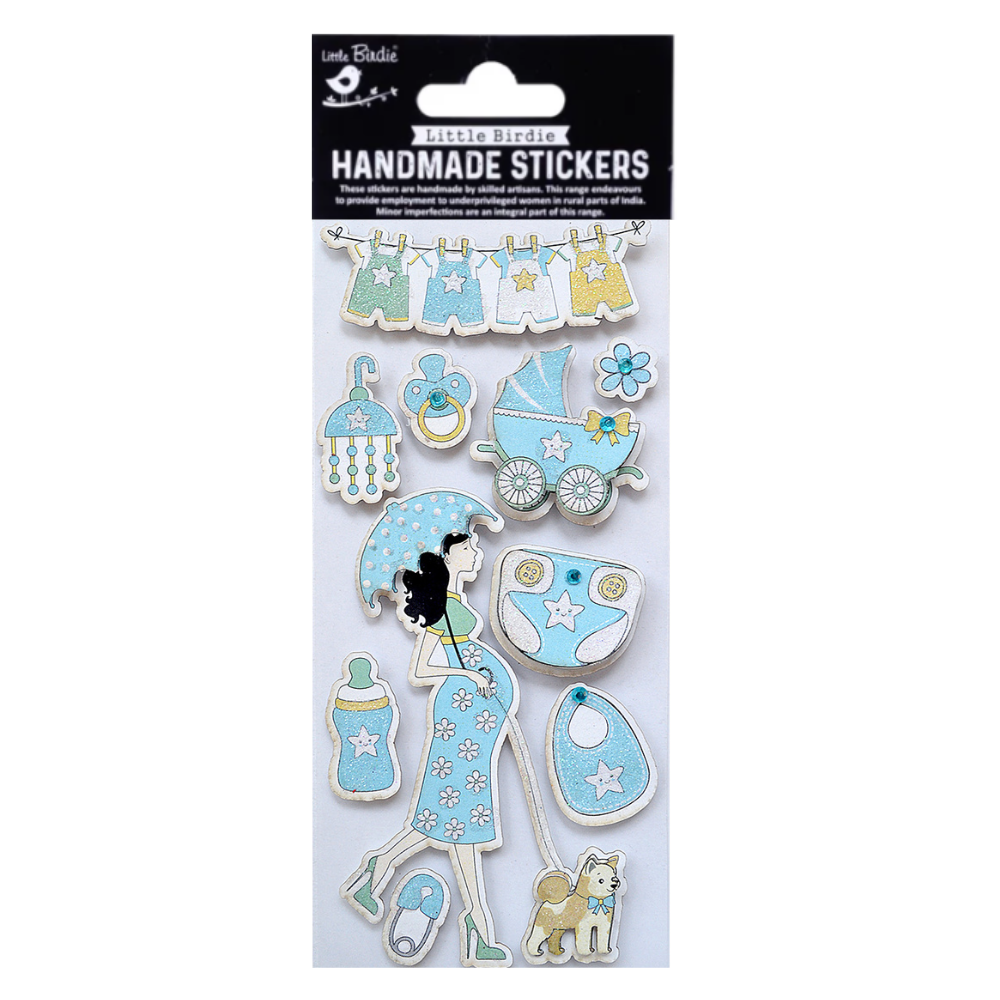 Handmade Stickers It's a Girl Blue 10pc
