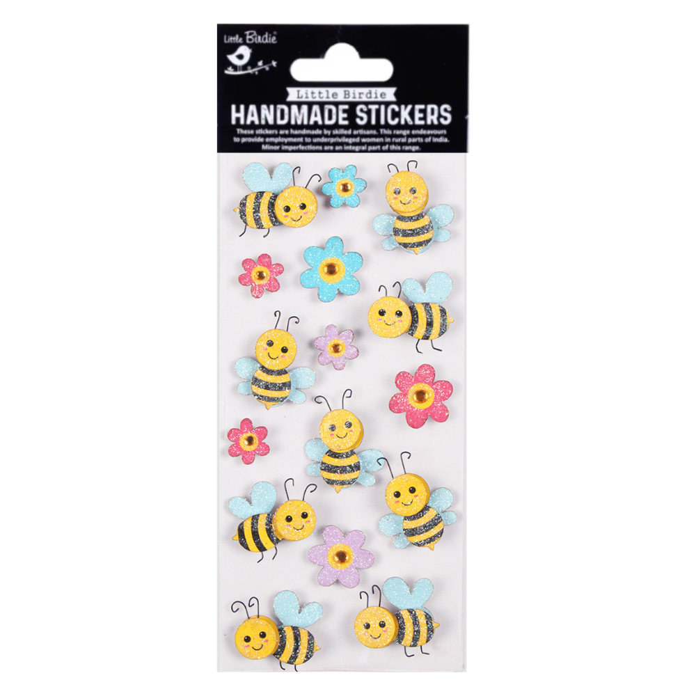 Handmade Stickers Bee Buzz 16pc PBCI LB