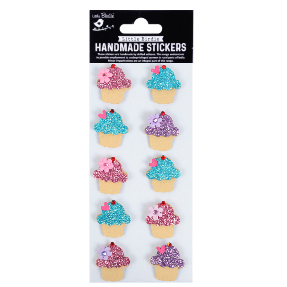 Handmade Stickers Shimmer Cupcakes 10pc