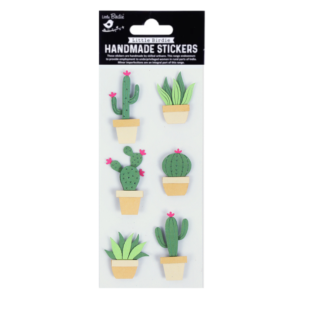 Handmade Stickers Cactus Adore 6pc