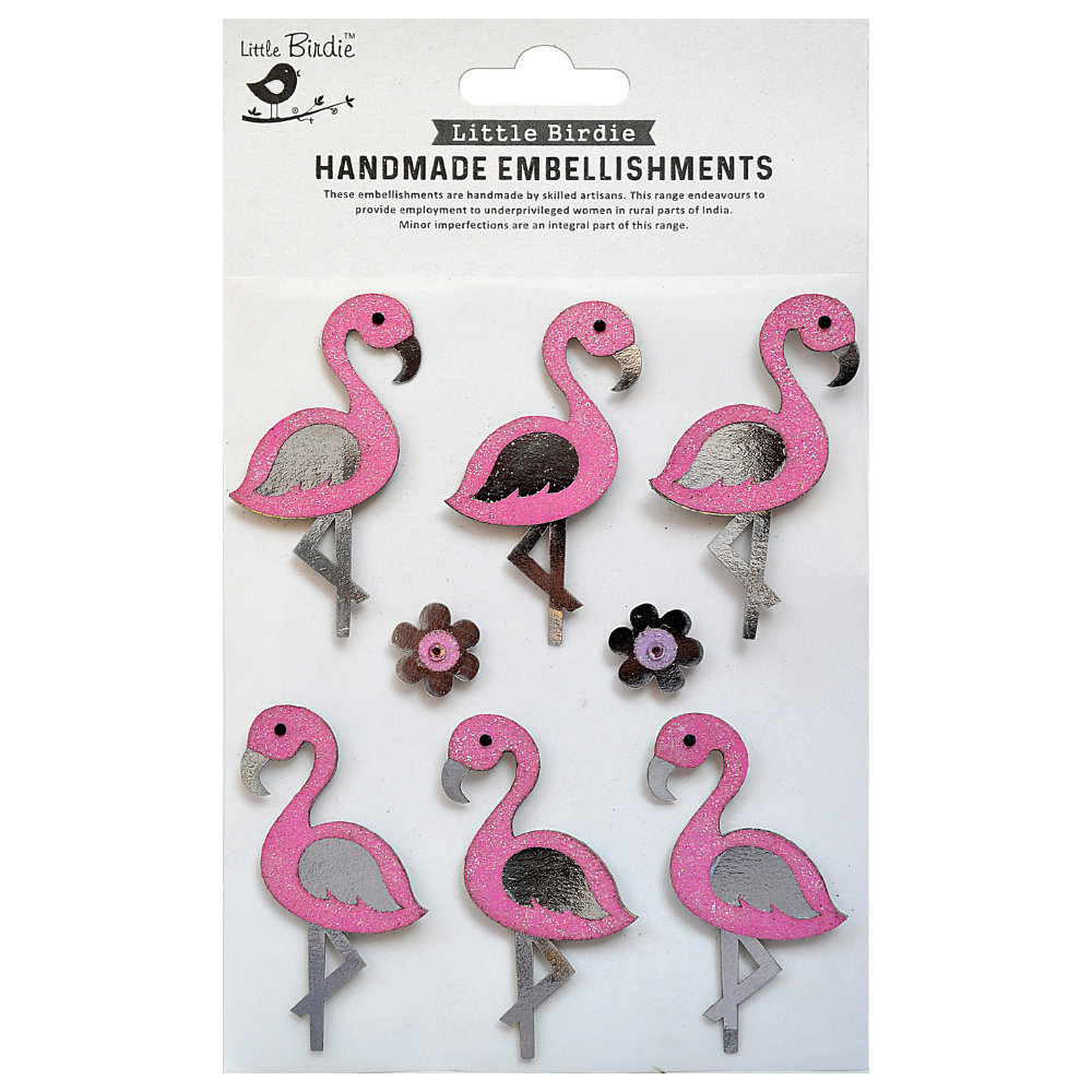 Self Adhesive Stickers Fancy Flamingo 8Pc