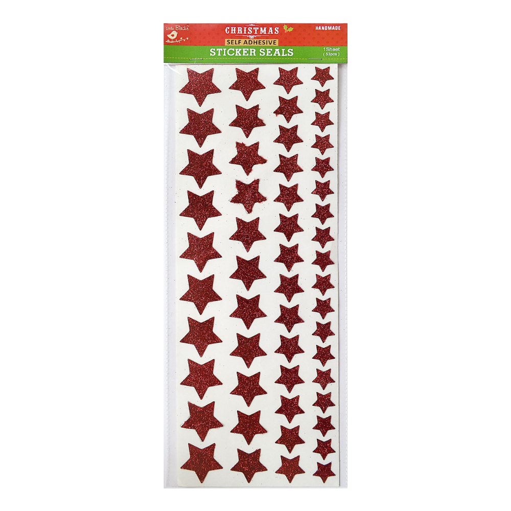 Self Adhesive Sticker Sheet - Red, 53Pc