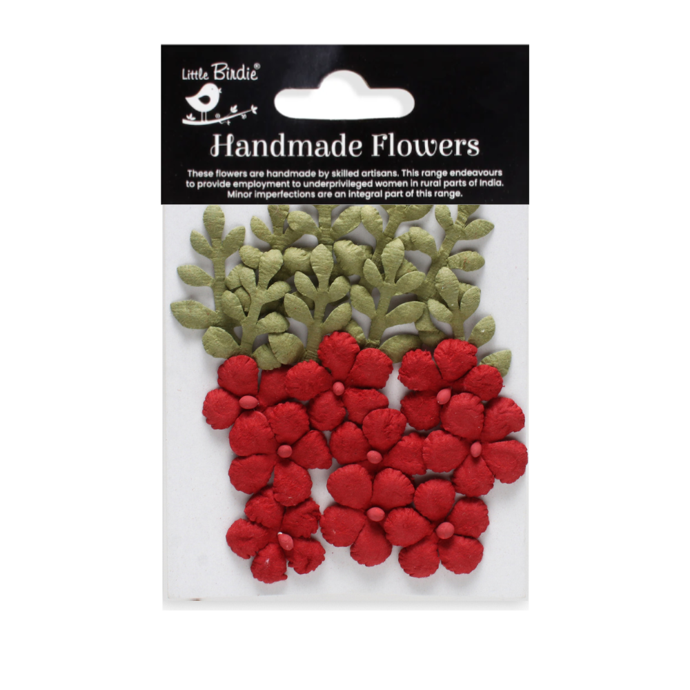 Handmade Flowers Cardinal Red Aviva Approx 2.9Cm 18Pc