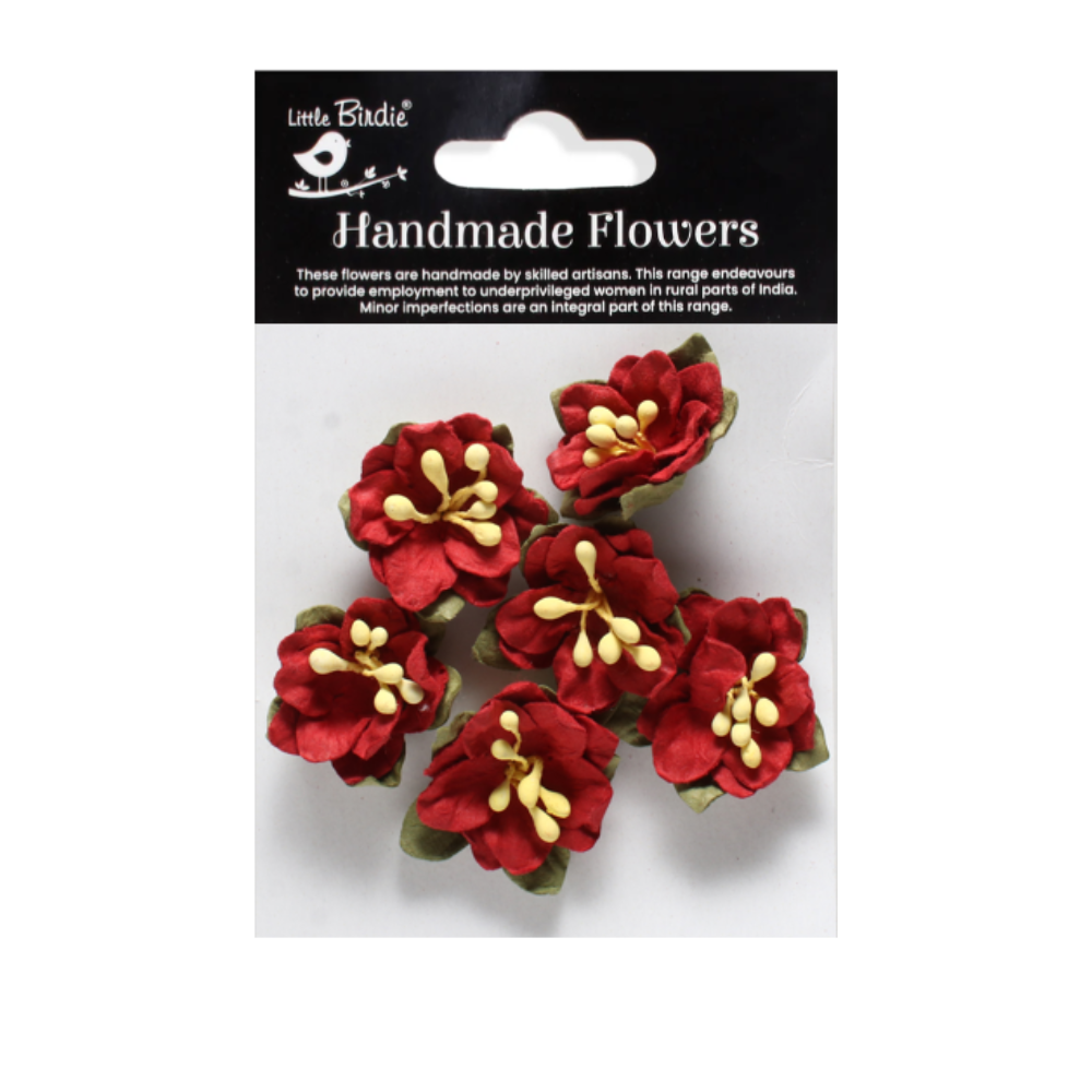 Handmade Flowers Cardinal Red Butter Cup Approx 2.5Cm 8Pc