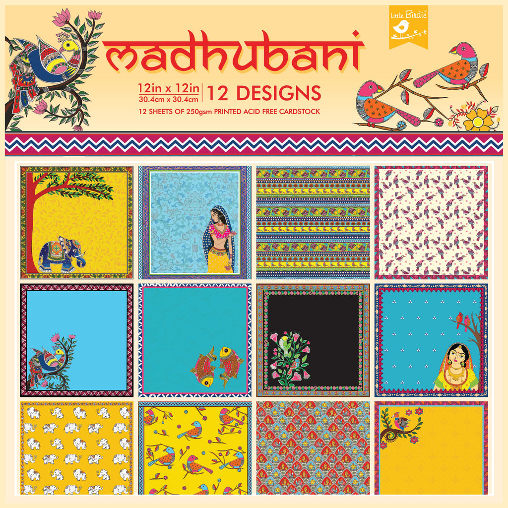 Paper Pack Ethnic Vibes 1Pc, Madhubani 1Pc 12 X 12inch 250gsm 12Sheet