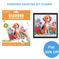 (15 x 15 cm) - 5D Diamond Painting - Dog  Matching Frame Combo