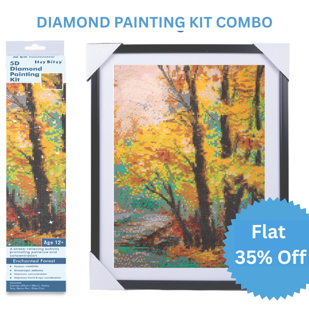 (40 x 50 cm) - 5D Diamond Painting - Enchanted Forest  Matching Frame Combo