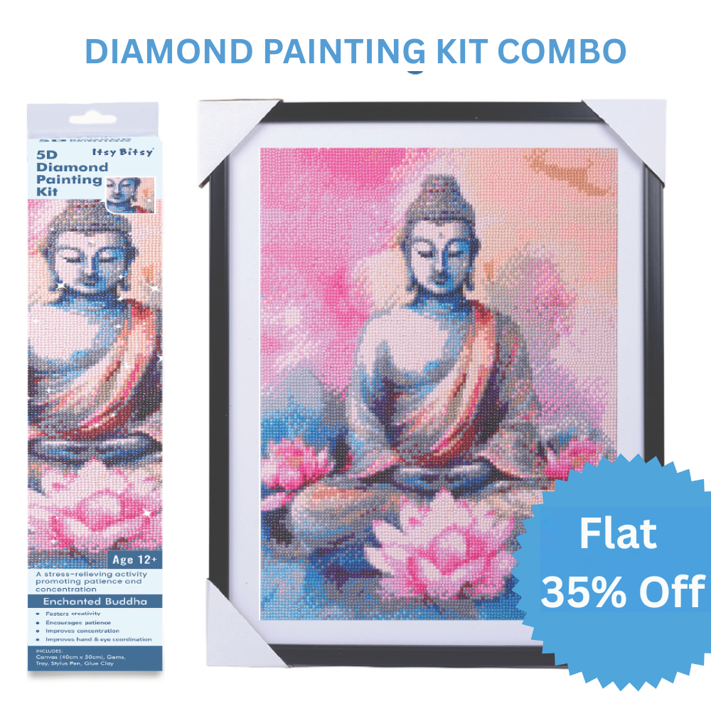 (40 x 50 cm) - 5D Diamond Painting - Enchanted Buddha  Matching Frame Combo