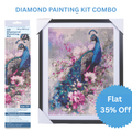 (40 x 50 cm) - 5D Diamond Painting - Peacock Grace  Matching Frame Combo