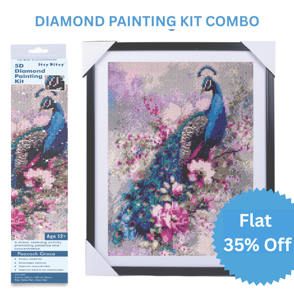 (40 x 50 cm) - 5D Diamond Painting - Peacock Grace  Matching Frame Combo