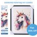 (40 x 50 cm) - 5D Diamond Painting - Sparkle Unicorn Yellow  Matching Frame Combo